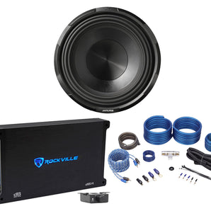 ALPINE X-W10D4 10" 900 Watt RMS Car Audio DVC Subwoofer+Mono Amplifier+Amp Kit