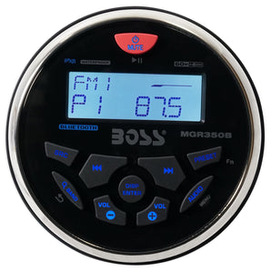 Boss Audio MGR350B 3" Gauge Hole Marine Bluetooth MP3 Stereo Radio Boat Receiver