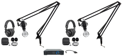 2-Person Podcast Recording Kit With Quantum HD2 Interface + Boom Arms