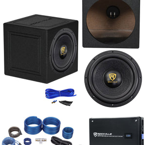 Rockville W12K9D2 V3 12" 4000w Car Subwoofer+Sealed Box+Mono Amplifier+Amp Kit