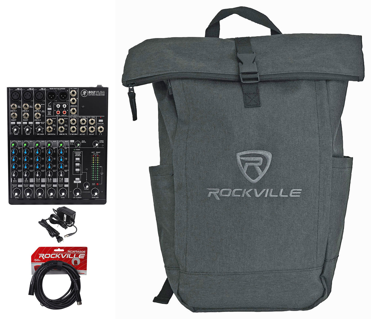 802VLZ4 8-Channel Mixer, Backpack & 20' XLR Cable