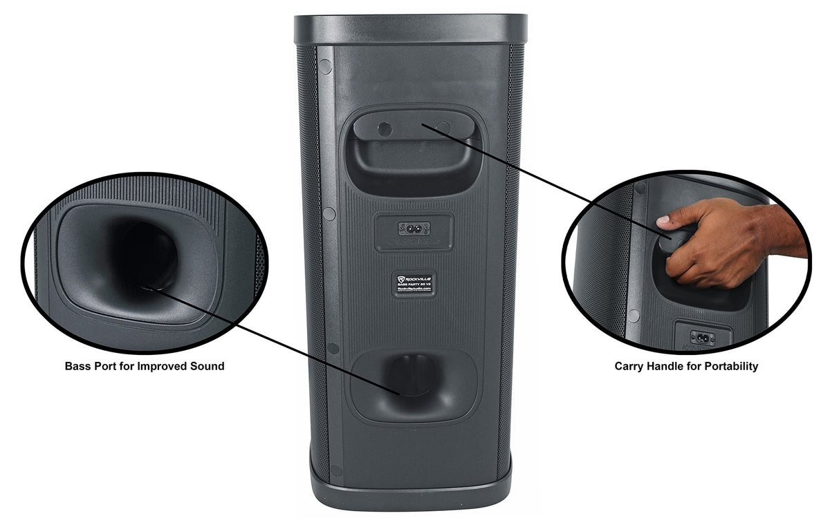 BASS PARTY 65 V2 Rechargeable LED Bluetooth Speaker+(2) Wireless Mics