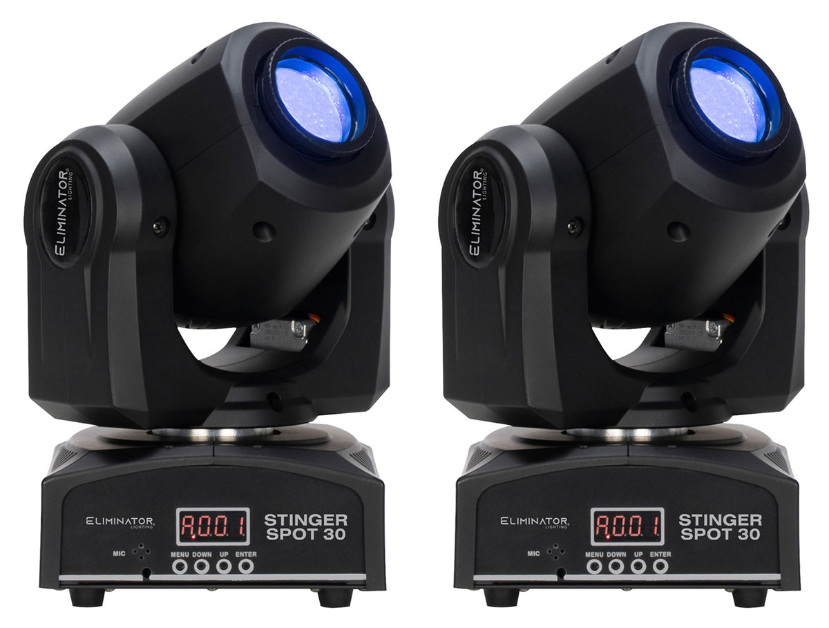 (2) Stinger Spot 30 White LED DMX Moving Head Lights