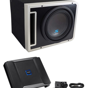 Alpine S-SB10V 10" 600w S-W10D4 Subwoofer+Ported Enclosure+R-A75M Amp+Bass Knob