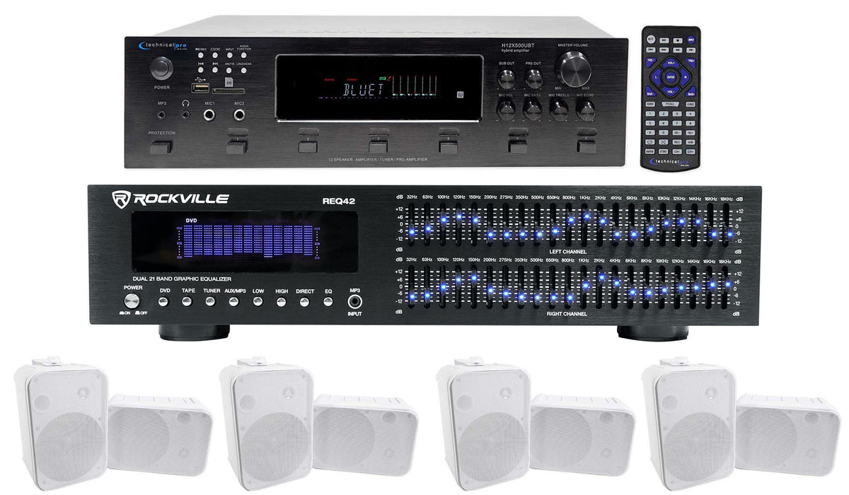 6-Zone Receiver with (4) Pairs of White 6.5" Indoor/Outdoor Speakers, Commercial Package