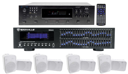 6-Zone Receiver with (4) Pairs of White 6.5" Indoor/Outdoor Speakers, Commercial Package