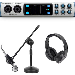 Presonus Studio 68 6x6 USB 2.0 Recording Interface+Headphones+Mic+Boom Stand