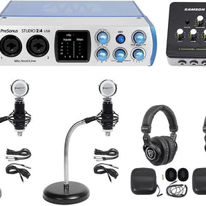 PRESONUS 2-Person Podcasting Podcast Recording Kit w/Mics+Headphones+Goosenecks