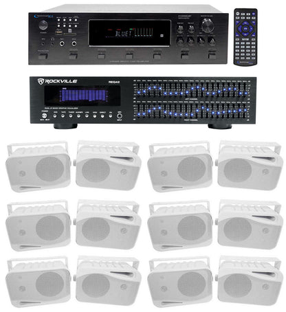 6000W 6-Zone Home Theater Bluetooth Receiver + (12) 4" Speakers + EQ