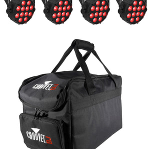 (4) Chauvet DJ SLIMPAR T12 BT ILS Wireless Par Wash Up-Lights w/ Bluetooth+Bag
