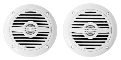 (4) MS40W White 4" Speakers + Marine Tower Enclosures + Bluetooth Amp