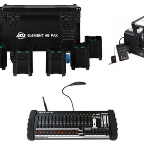 American DJ Element H6 Pak 6) RGBAW+UV Outdoor Wireless DMX Lights+Control+Hazer