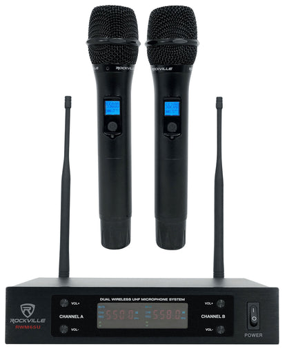 (2) AS8 1000W Line Array DJ PA Column Speakers w/ Mics + Headphones