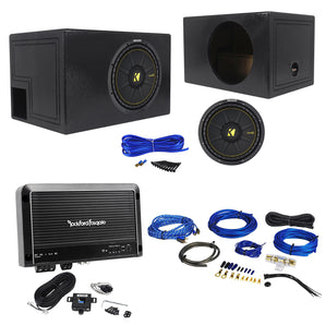 KICKER 44CWCD124 CompC 12" 600w Car Subwoofer+Vented Box+Mono Amplifier+Amp Kit