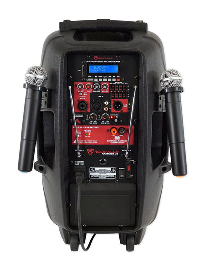 RAM12BT 12" Rechargeable Powered 600W DJ PA Speaker, 2 Mics, Bluetooth
