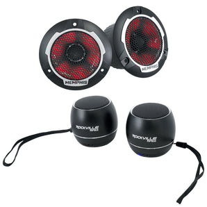 (2) Memphis Audio SRXPTV2 4" 100w RMS Car Tweeters w/LED+Free Bluetooth Speakers