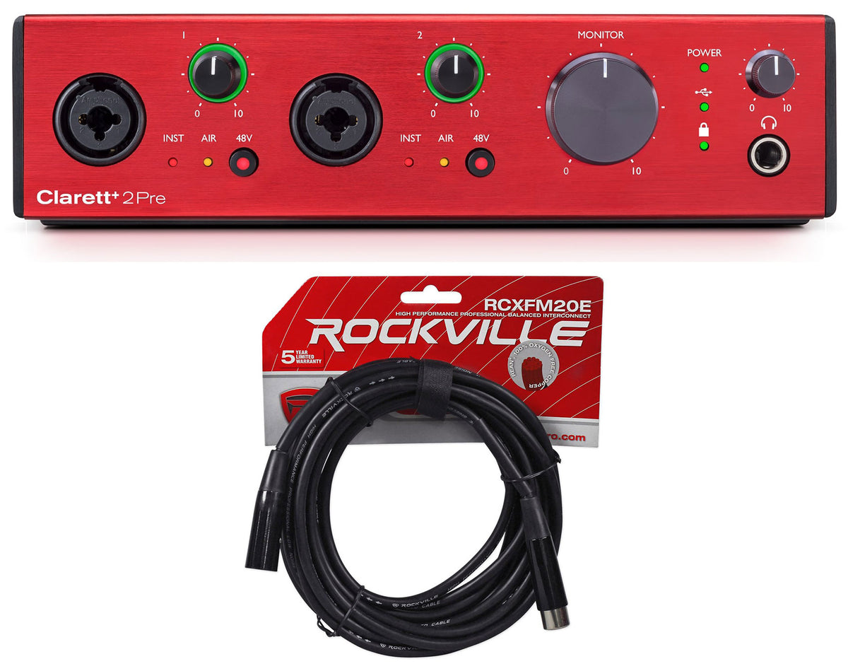 Clarett+ 2Pre USB-C Audio Recording Interface JFET/ADAT + XLR Cable