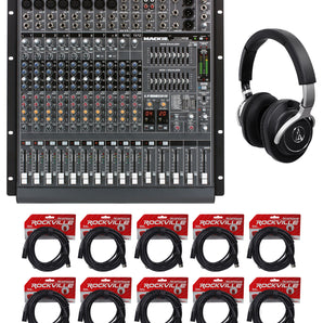 Mackie PPM1012 12 Channel 1600 Watt Powered Mixer+Headphones+(10) XLR Cables