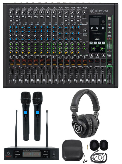 ONYX16 16-Channel Analog Mixer with Wireless Microphones and Headphones