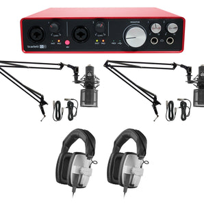2-Person Podcast Podcasting Kit w/Focusrite Interface+Beyerdynamic Headphones