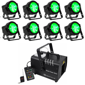 (12) American DJ Dotz Par RGBL COB DMX 16x3.5 Watt LED Par Can Wash Lights+Hazer