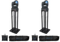 (2) Rock Beam DC Moving Head Lights+8 ft Black Totem Stands