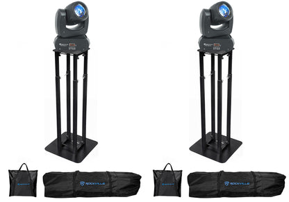 (2) Rock Beam DC Moving Head Lights+8 ft Black Totem Stands