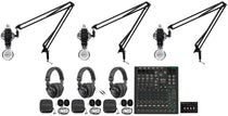 3-Person Podcast Recording Kit with ProFX10v3+ Mixer and Boom Arms