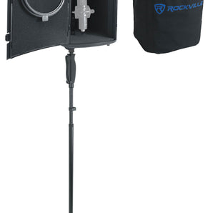 Rockville ISOBOX Recording Microphone Sound Isolation Box+Stand w/ Hand Clutch