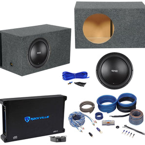 RE Audio SXX15D4 V2 15" 1200W Subwoofer+Vented Sub Box+Mono Amplifier+Amp Kit