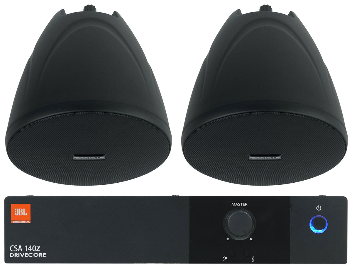 CSA140Z 70V Amplifier + (2) PEN-40T Black Pendant Speakers
