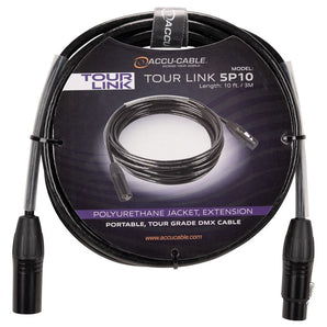 Accu-Cable TOUR LINK 5P10 10 Foot 5-Pin Male To Female DMX Lighting Cable ADJ