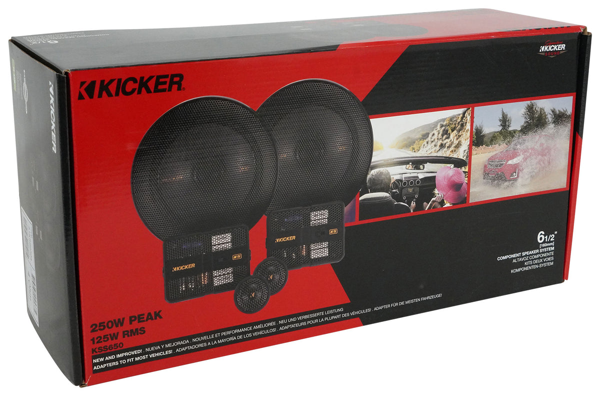Pair Kicker 51KSS6504 6.5" Car Audio Component Speakers w/1" Tweeters