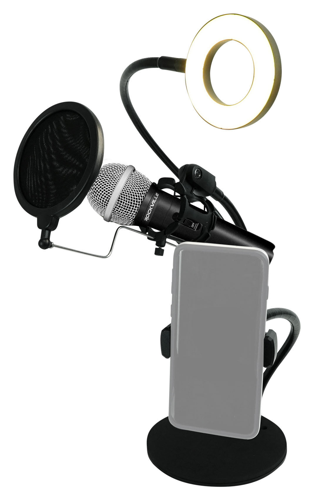 Conference Room/Work From Home/Office Mic + Phone Holder w/Light