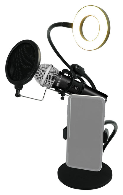 Conference Room/Work From Home/Office Mic + Phone Holder w/Light