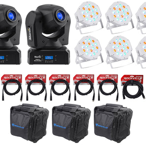 (2) Martin Thrill Mini Profile Moving Heads+(6) Par Can Wash Lights+Cables+Bags
