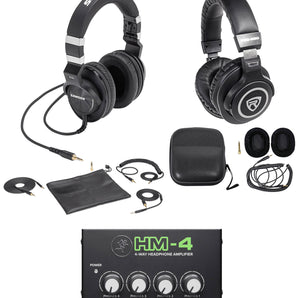 Samson Z-55 Lambskin Studio Headphones+Monitoring Headphones+Mackie 4-Way Amp