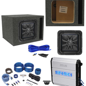 Kicker L7S102 10" 1200w Solobaric L7S Subwoofer+Hifonics Amp+Vented Box+Wires