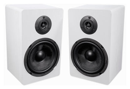 RockShelf 64W White 6.5" Home Bookshelf Speakers (Pair)