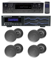 6-Zone Receiver with (4) Pairs of Black 8" In-Ceiling Speakers, Home Package