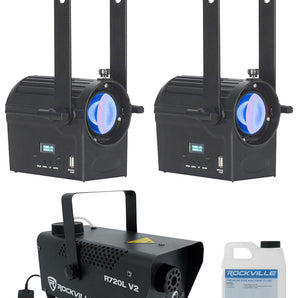 (2) American DJ Encore Profile Mini Color RGBWAL Ellipsoidal Spot Lights+Fogger