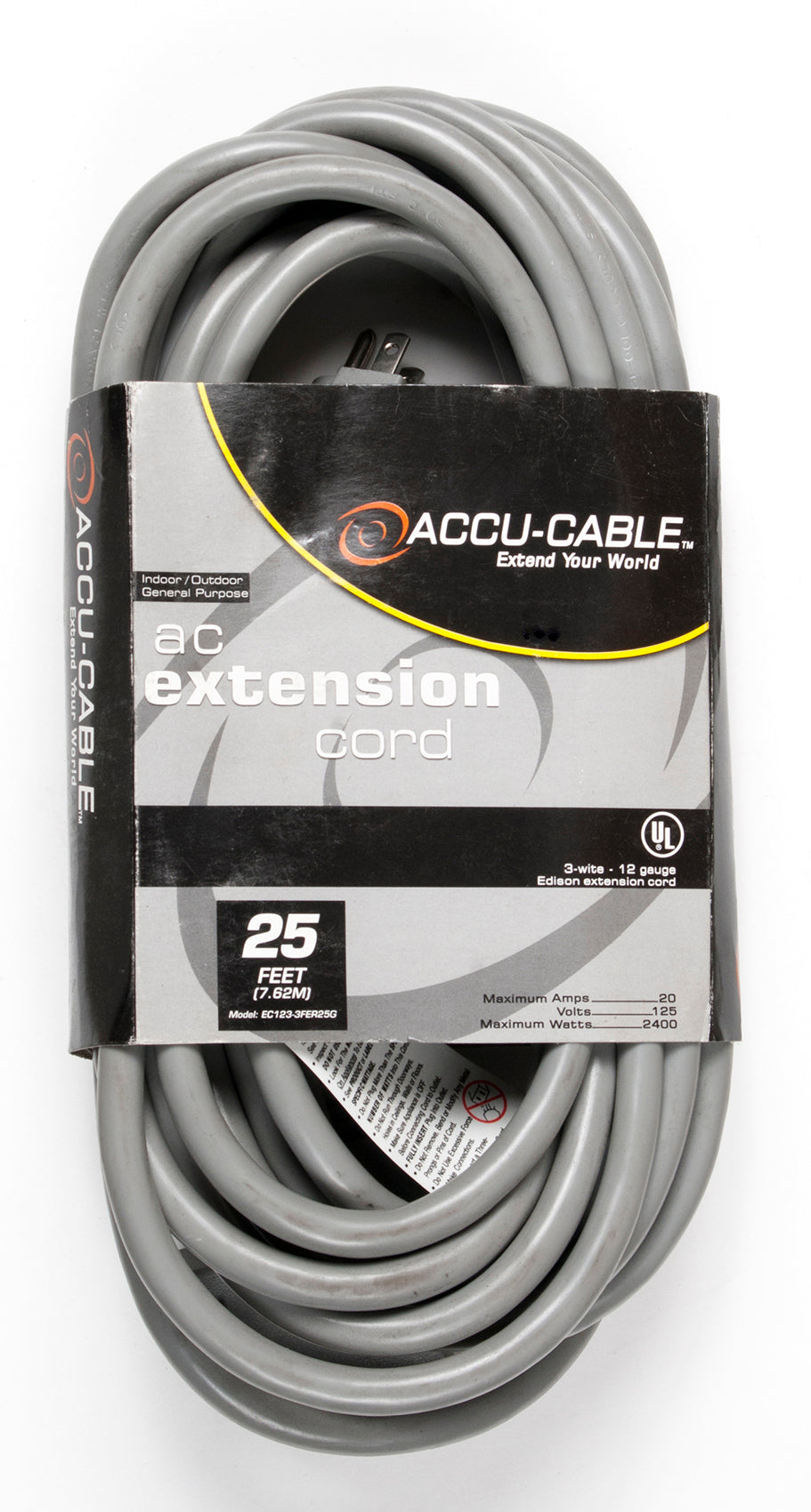 American DJ EC123-3FER25 25' 12 Guage 3-Outlet Edison Plug Power Extension Cable