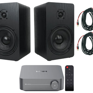 2 Rockville RockShelf 58B 360w Black 5.25" Bookshelf Speakers+Wifi Amp Receiver