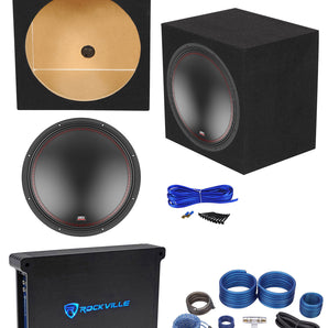 MTX 5515-44 15" 800w Subwoofer+Sealed Sub Box Enclosure+Mono Amplifier+Amp Kit