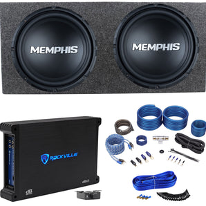 (2) Memphis Audio SRX1240V 12" 300w Car Subwoofers+Sealed Box+Amplifier+Amp Kit