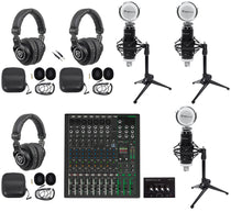 3-Person Podcast Recording Kit with ProFX12v3+ Mixer and Desk Stands