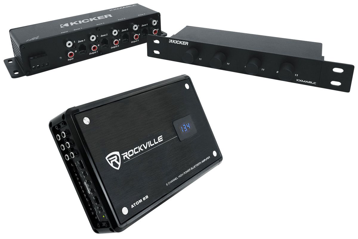 ATOM 8B 8-Channel Marine/Boat Bluetooth Amplifier+Kicker 4-Zone Control