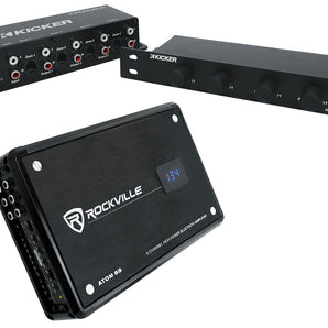 Rockville ATOM 8B 8-Channel Marine/Boat Bluetooth Amplifier+Kicker 4Zone Control