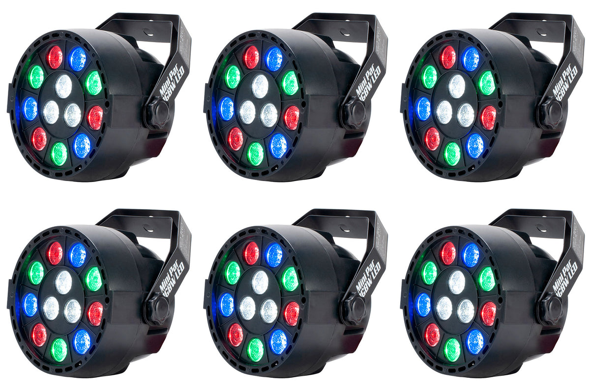 (6) Mini Par RGBW LED DMX Par Wash Lights