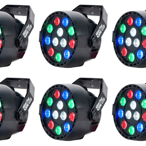 (6) Eliminator Mini Par LED DMX Par Wash Lights For DJ/Stage/Clubs/Bars/Events